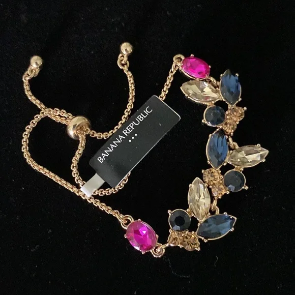 NWT Banana Republic Multi Color Gemstone Bolo Slide Bracelet - Picture 2 of 4